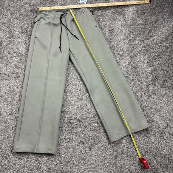 Nike Tech Fleece Wide Leg Pants Straight Leg Stacked Green HJ0695-320 Size M - Picture 7 of 10